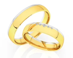 Obrączki Ślubne Apart. Żółte i białe złoto rodowane. Wzór 4/457