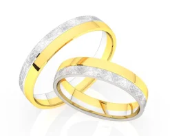 Obrączki Ślubne Apart.  Żółte i białe złoto rodowane. Wzór 464