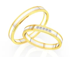 Obrączki Ślubne Apart. Żółte i białe złoto rodowane. Wzór 4/450