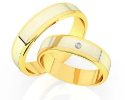 Obrączki Ślubne Apart.  Żółte i białe złoto. Wzór 4/304