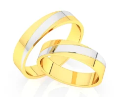 Obrączki Ślubne Apart. Żółte i białe złoto rodowane. Wzór 444