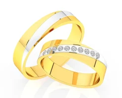 Obrączki Ślubne Apart. Żółte i białe złoto rodowane. Wzór 4/444