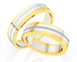 Obrączki Ślubne Apart. Żółte i białe złoto rodowane. Wzór 4/448