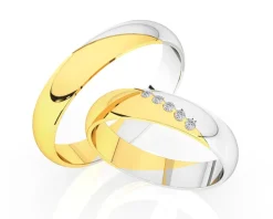 Obrączki Ślubne Apart.  Żółte i białe złoto rodowane. Wzór 4/447