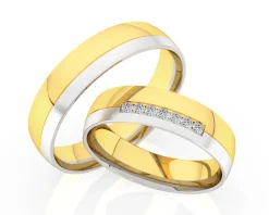 Obrączki Ślubne Apart.  Żółte i białe złoto rodowane. Wzór 4/743