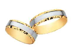 Obrączki Ślubne Apart. Żółte i białe złoto rodowane. Wzór 415
