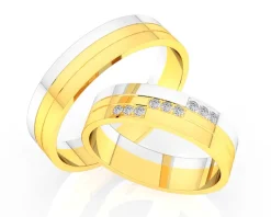 Obrączki Ślubne Apart. Żółte i białe złoto rodowane. Wzór 4/442