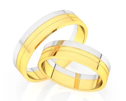Obrączki Ślubne Apart.  Żółte i białe złoto rodowane. Wzór 442