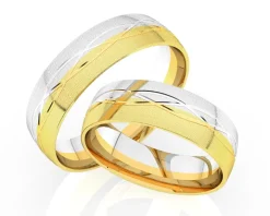Obrączki Ślubne Apart. Żółte i białe złoto rodowane. Wzór 418