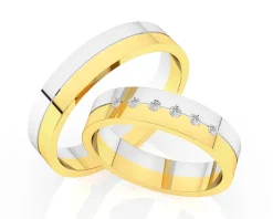 Obrączki Ślubne Apart. Żółte i białe złoto rodowane. Wzór 4/458