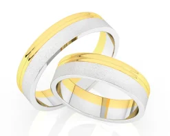 Obrączki Ślubne Apart.  Żółte i białe złoto rodowane. Wzór 737