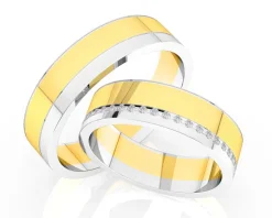 Obrączki Ślubne Apart. Żółte i białe złoto rodowane. Wzór 4/453