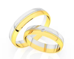 Obrączki Ślubne Apart. Żółte i białe złoto rodowane. Wzór 4/459