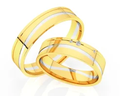Obrączki Ślubne Apart. Żółte i białe złoto rodowane. Wzór 4/452