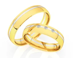 Obrączki Ślubne Apart. Żółte i białe złoto rodowane. Wzór 4/449
