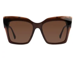 Okulary przeciwsłoneczne damskie, prostokątne, brązowe