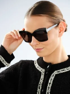 Okulary przeciwsłoneczne damskie, prostokątne, brązowe