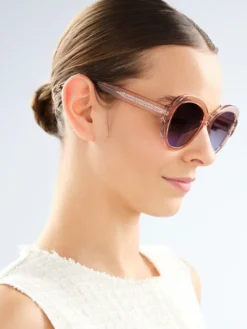 Okulary przeciwsłoneczne damskie, okrągłe, różowe