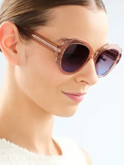 Okulary przeciwsłoneczne damskie, okrągłe, różowe