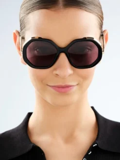Okulary przeciwsłoneczne damskie, okrągłe, czarne