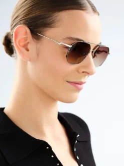 Okulary przeciwsłoneczne damskie, pilotki, jasne złote