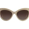 Okulary przeciwsłoneczne damskie, kocie oczy, beżowe