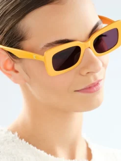 Okulary przeciwsłoneczne damskie, prostokątne, pomarańczowe