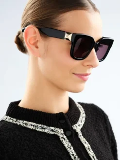 Okulary przeciwsłoneczne damskie, prostokątne, czarne