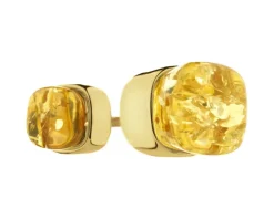 Pierścionek srebrny z bursztynem - kwadraty