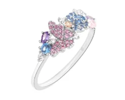 Pierścionek srebrny z cyrkoniami - motyle