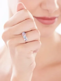 Pierścionek srebrny z cyrkoniami - motyle