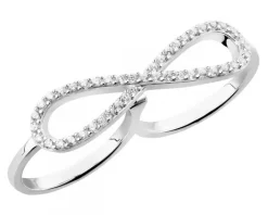 Pierścionek srebrny z cyrkoniami - nieskończoność