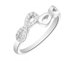 Pierścionek srebrny z cyrkoniami - nieskończoność