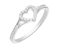 Pierścionek srebrny z cyrkoniami - serce