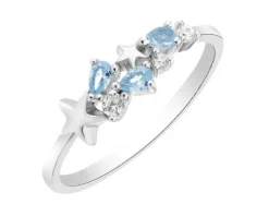 Pierścionek srebrny z cyrkoniami - gwiazdy