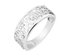 Pierścionek srebrny z cyrkoniami - liście