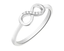 Pierścionek srebrny z cyrkoniami - nieskończoność