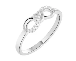 Pierścionek srebrny z cyrkoniami - nieskończoność, serce