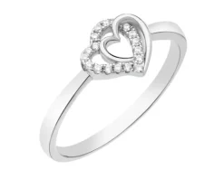 Pierścionek srebrny z cyrkoniami - serca