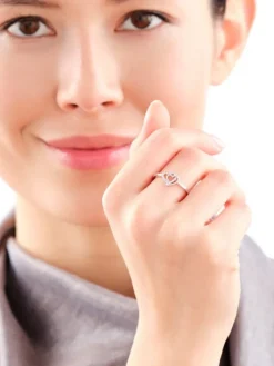 Pierścionek srebrny z cyrkoniami - serca