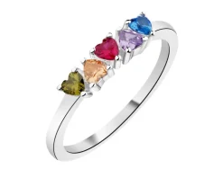 Pierścionek srebrny z cyrkoniami - serca