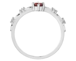 Pierścionek srebrny z cyrkoniami - liście