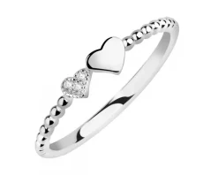 Pierścionek srebrny z cyrkoniami - serce