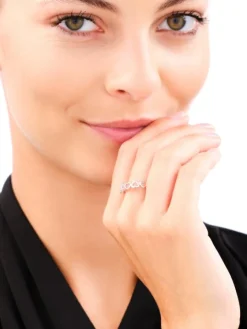 Pierścionek srebrny z cyrkoniami - serca