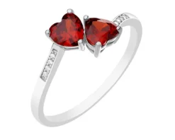 Pierścionek srebrny z cyrkoniami - serca