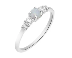 Pierścionek srebrny z opalem i cyrkoniami