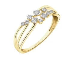 Pierścionek żółtego złota z brylantami - 0,18 ct - próba 585