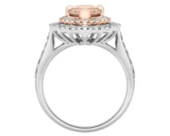 Pierścionek z białego i różowego złota z brylantami i morganitem - próba 585