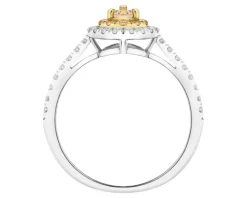 Pierścionek z białego i żółtego złota z diamentami - 0,66 ct - próba 585