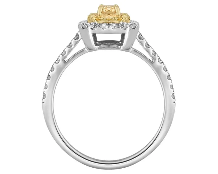 Pierścionek z białego i żółtego z diamentami - 0,72 ct - próba 585